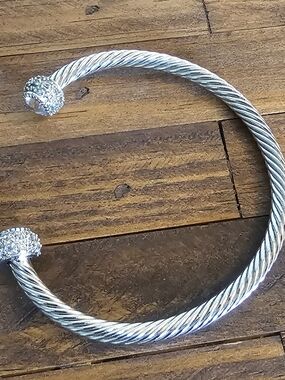 Park Lane Silver Twisted Cable Cuff with Pave Ends